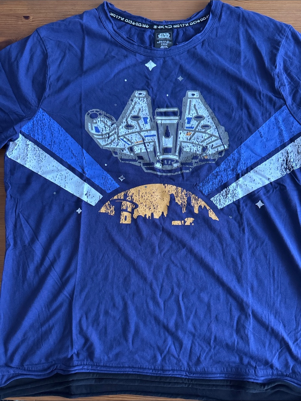 Disney Star Wars Blue Short Sleeve Tee with Millennium Falcon Graphic